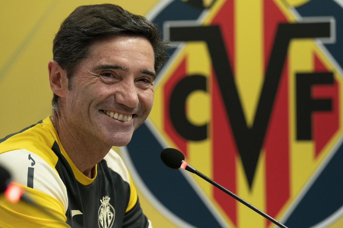 Marcelino en una rueda de prensa del Villarreal.