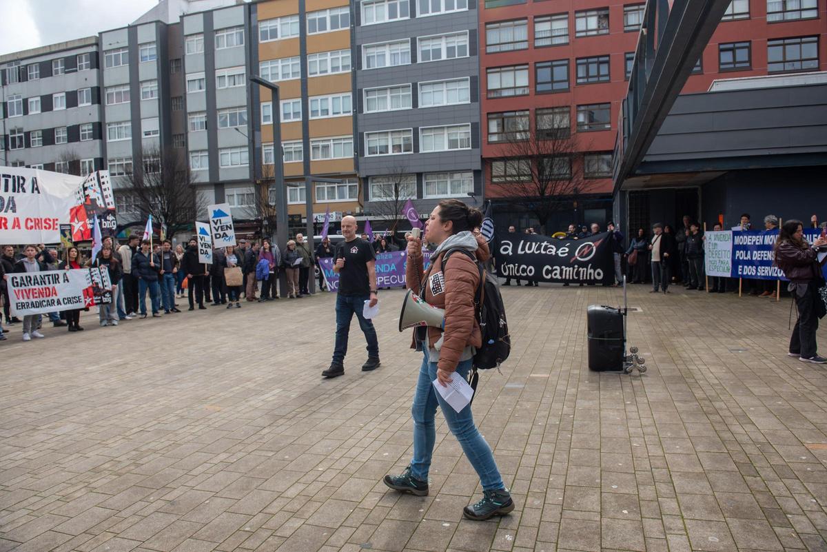 Manifestación en As Conchiñas, en A Coruña, por el derecho a la vivienda