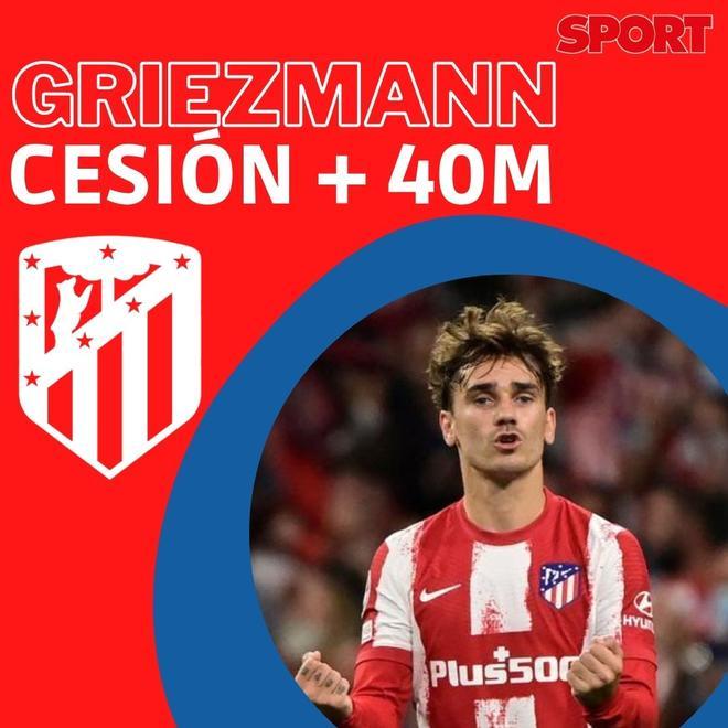 Con la llegada de la Junta de Laporta, Griezmann puso rumbo en verano de 2021 al Atleti con una cesión de 2 años y una cláusula de compra de 40M