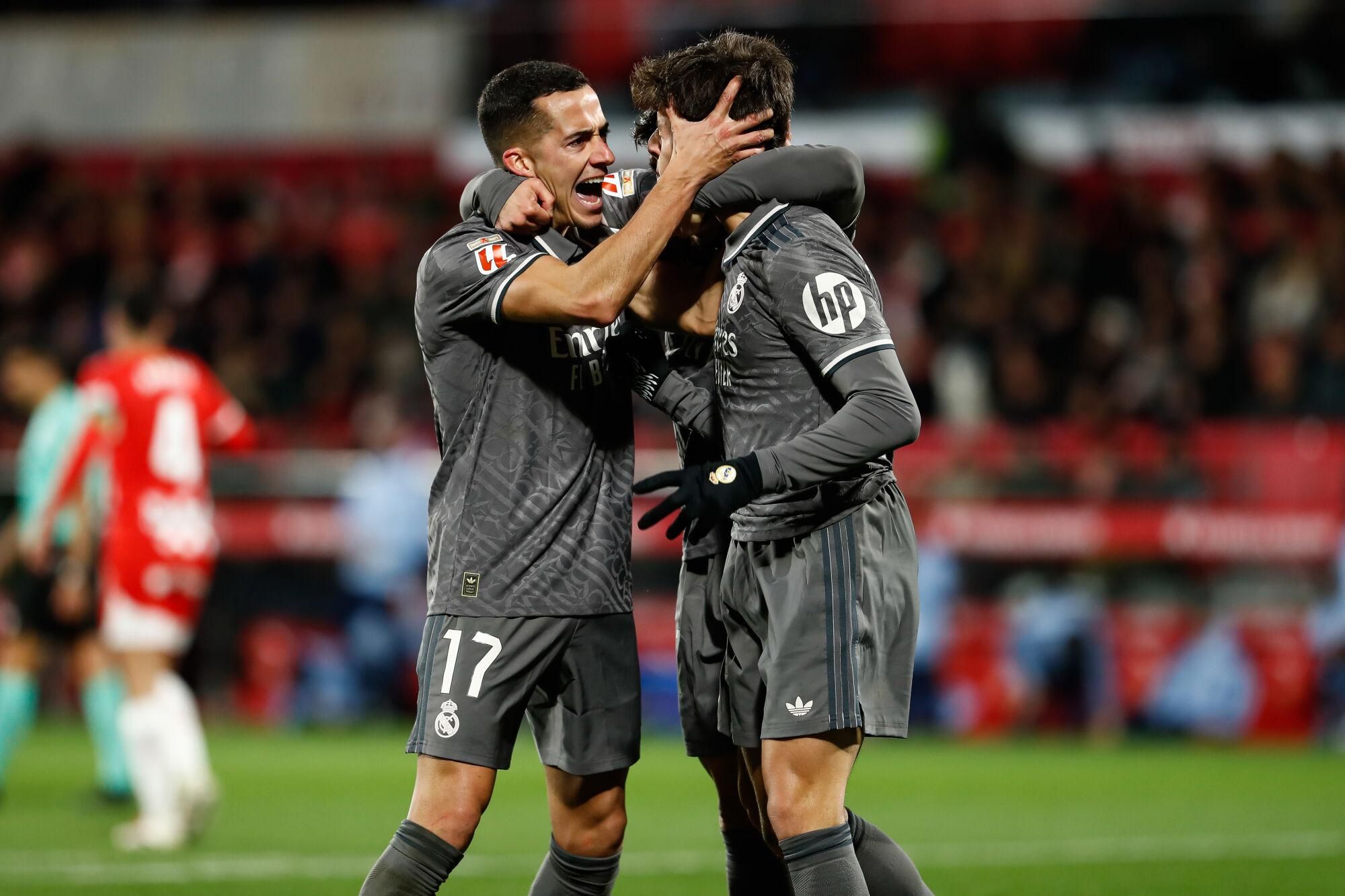 Arda Guler of Real Madrid celebrates a goal during the Spanish league, La Liga EA Sports, football match played between Girona FC and Real Madrid at Estadio de Montilivi on December 7, 2024 in Girona, Spain. AFP7 07/12/2024 ONLY FOR USE IN SPAIN. Irina R. Hipolito / AFP7 / Europa Press;2024;SPORT;ZSPORT;SOCCER;ZSOCCER;Girona FC v Real Madrid - La Liga EA Sports;