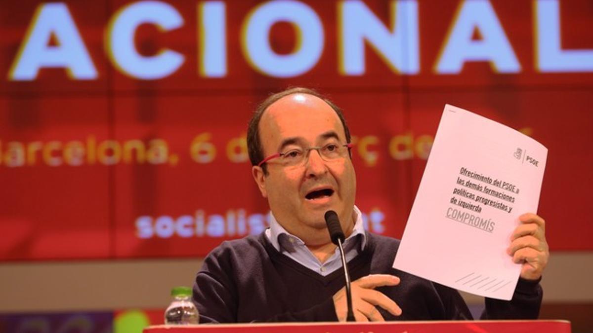 Miquel Iceta, en el Consell Nacional del PSC, este domingo