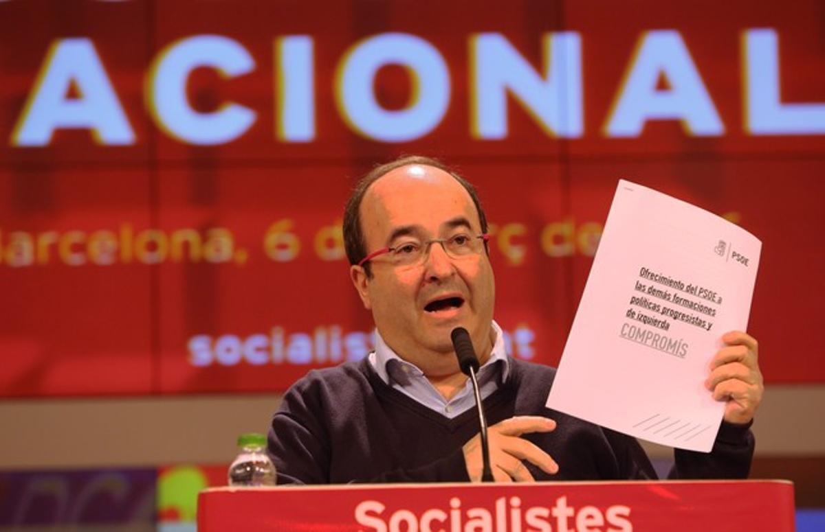 Miquel Iceta, al Consell Nacional del PSC, aquest diumenge.