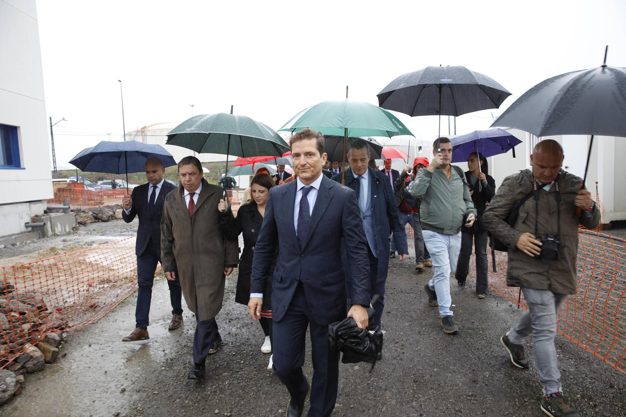 La visita del ministro Planas a la piscifactoría de lenguados en El Musel, en imágenes.