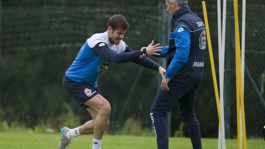 Fabricio en Abegondo con el readaptador Pablo López.