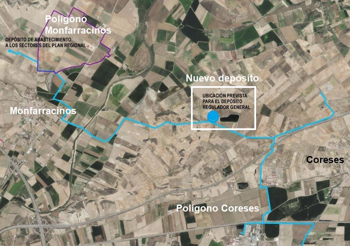 Esquema del nuevo depósito regulador de Coreses