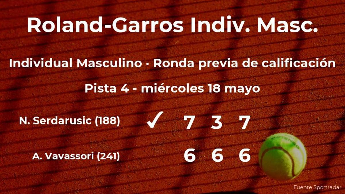 Nino Serdarusic pasa a la siguiente fase de Roland-Garros