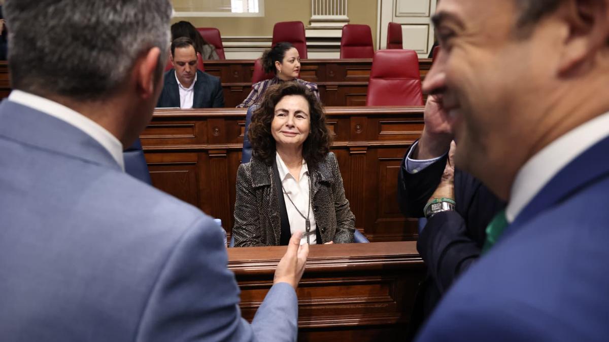 La consejera de Hacienda, Matilde Asián, en un pleno del Parlamento de Canarias.