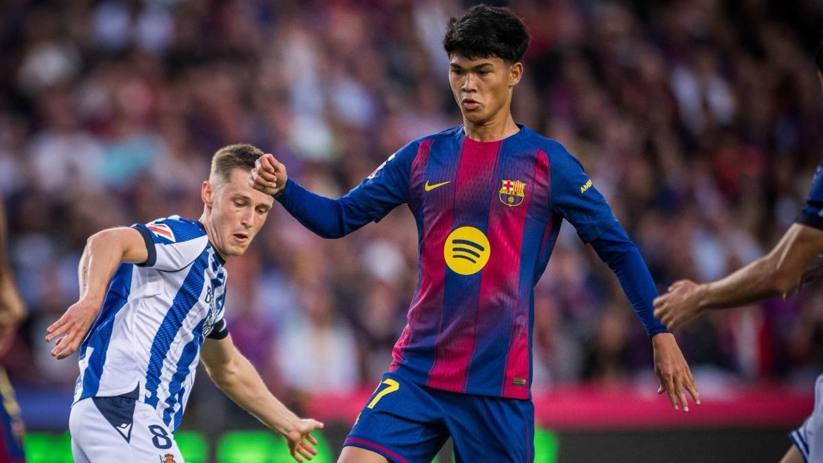 Dro jugó en el Lluís Companys contra la Real Sociedad