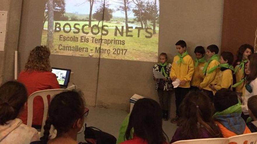 Alumens de l&#039;Escola Terraprims explicant el seu projecte.