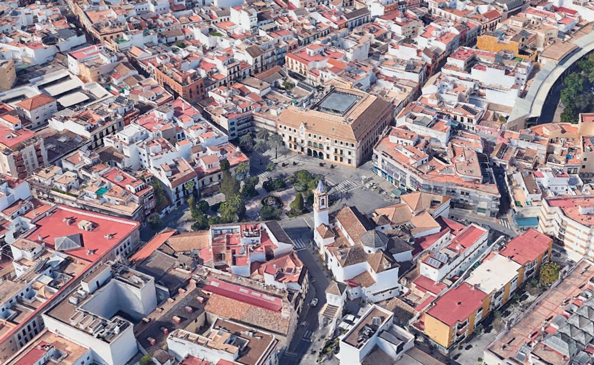 Imagen de Dos Hermanas, con el Ayuntamiento en el centro.