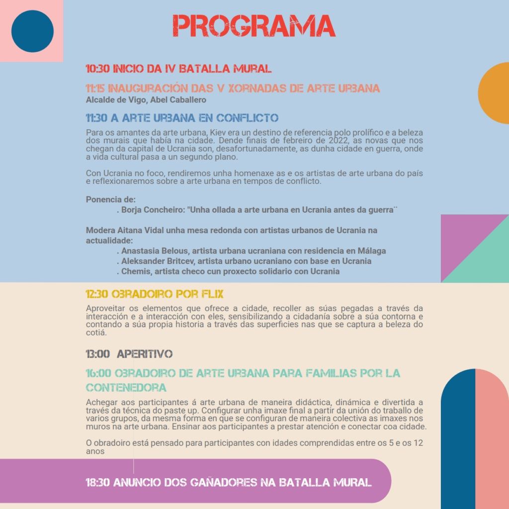 Cartel con la programación de la jornada de arte urbano.