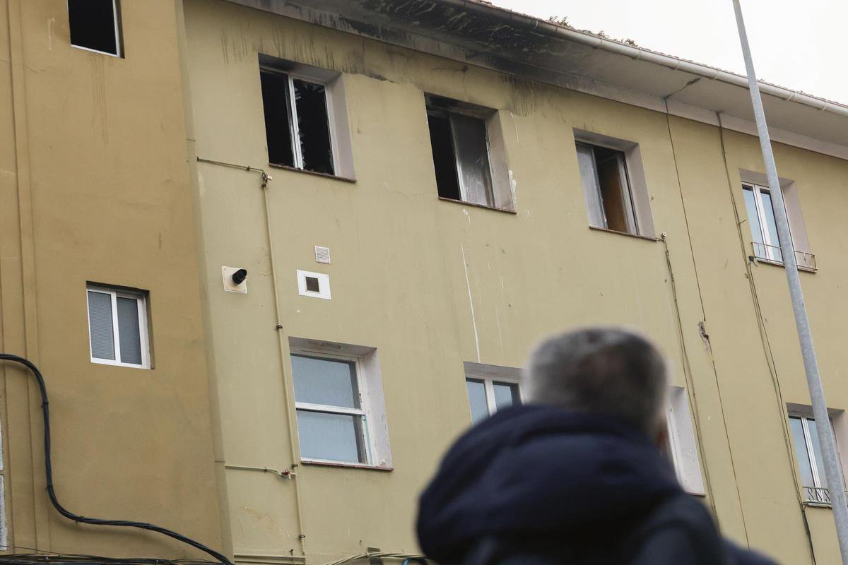 La vivienda de Ferrol afectada por un incendio.