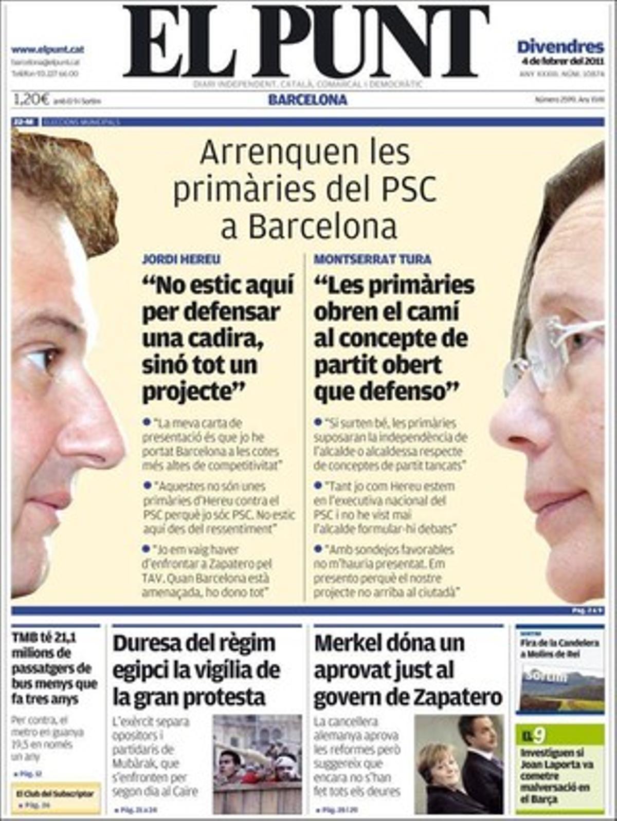 ’El Punt’ també dóna rellevància en pàgines interiors que Jordi Portabella qualifica de bajanada l’ús d’arcs i fletxes contra els senglars de Collserola, i que l’Institut d’Estudis Catalans defensa el dret a decidir davant la involució.