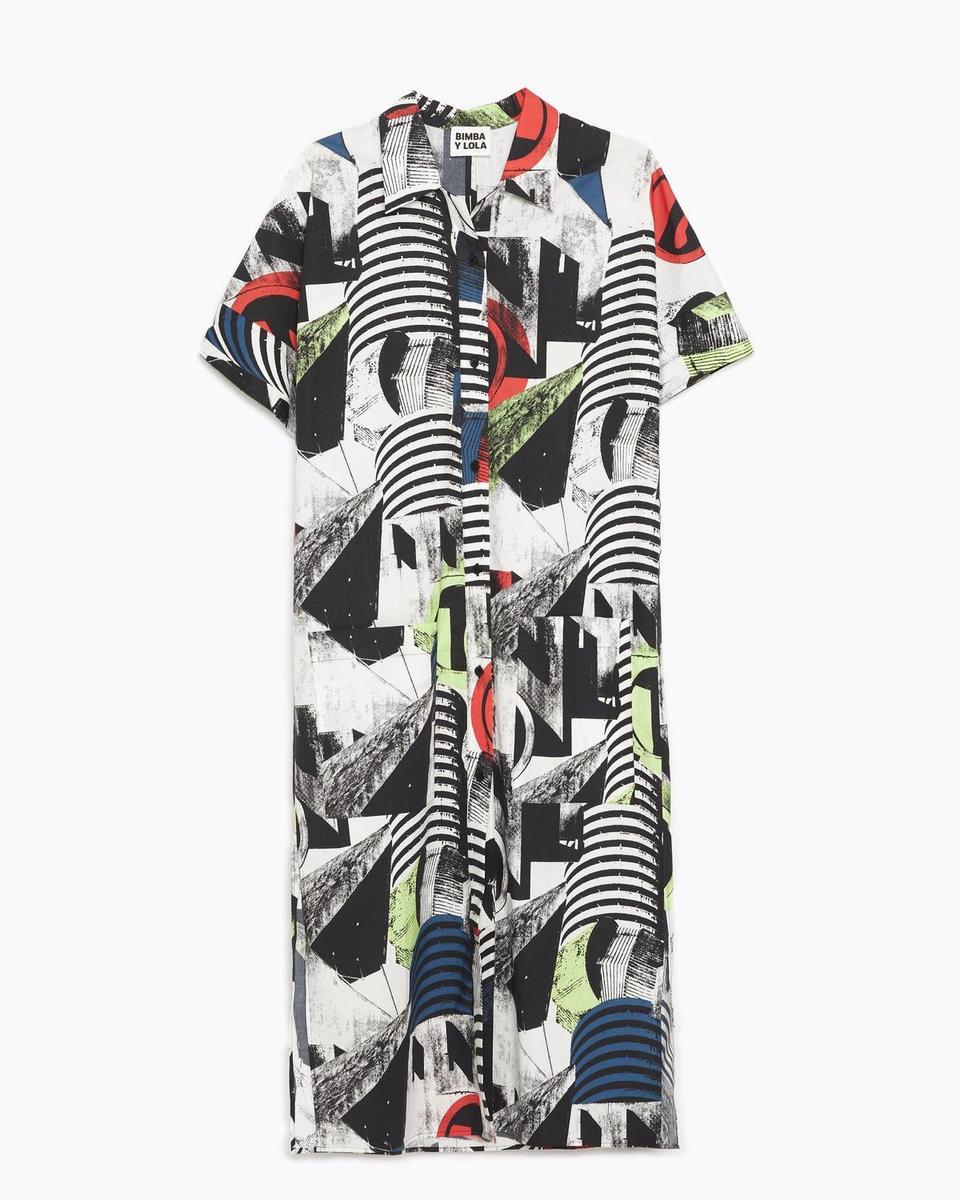 Vestido camisero largo 'future city', de Bimba y Lola (175 euros)