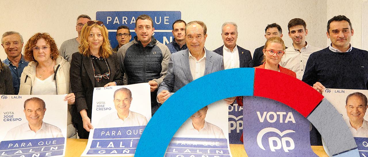 Acto de pegada de carteles electorales del PP con José Crespo