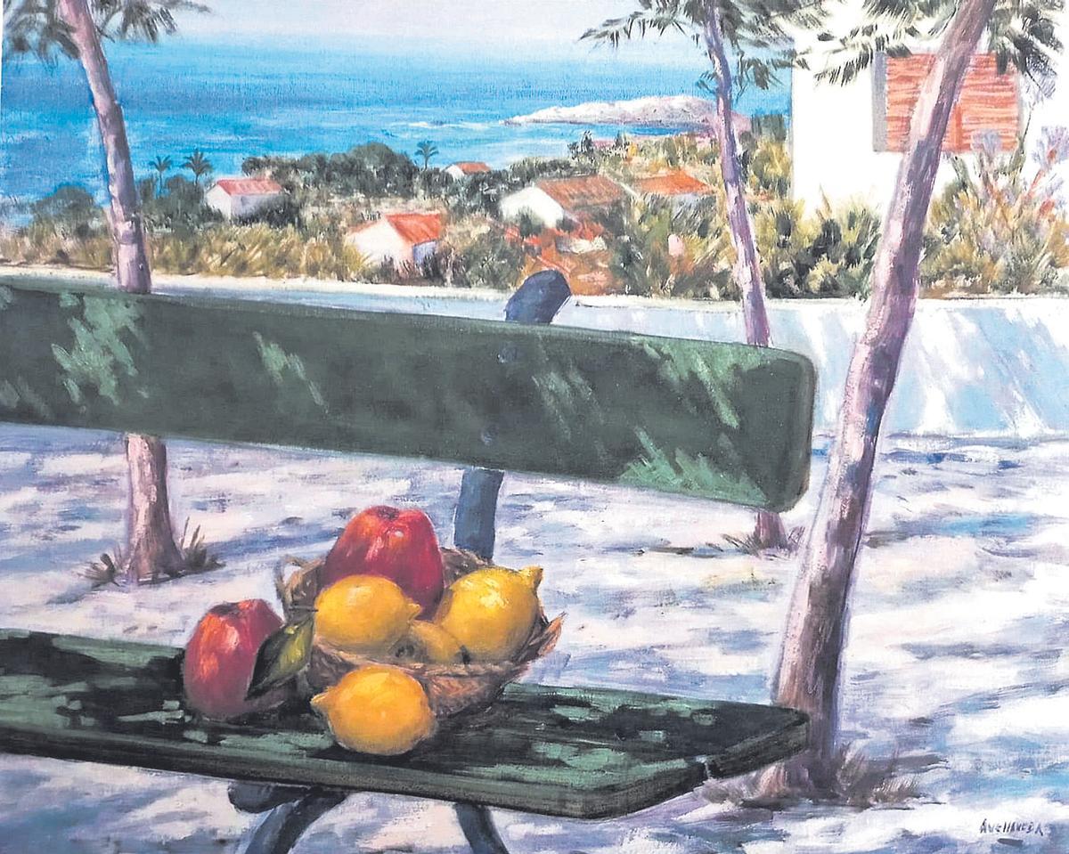 El banco verde. 2000. Oleo sobre lienzo. 65x81 Cm
