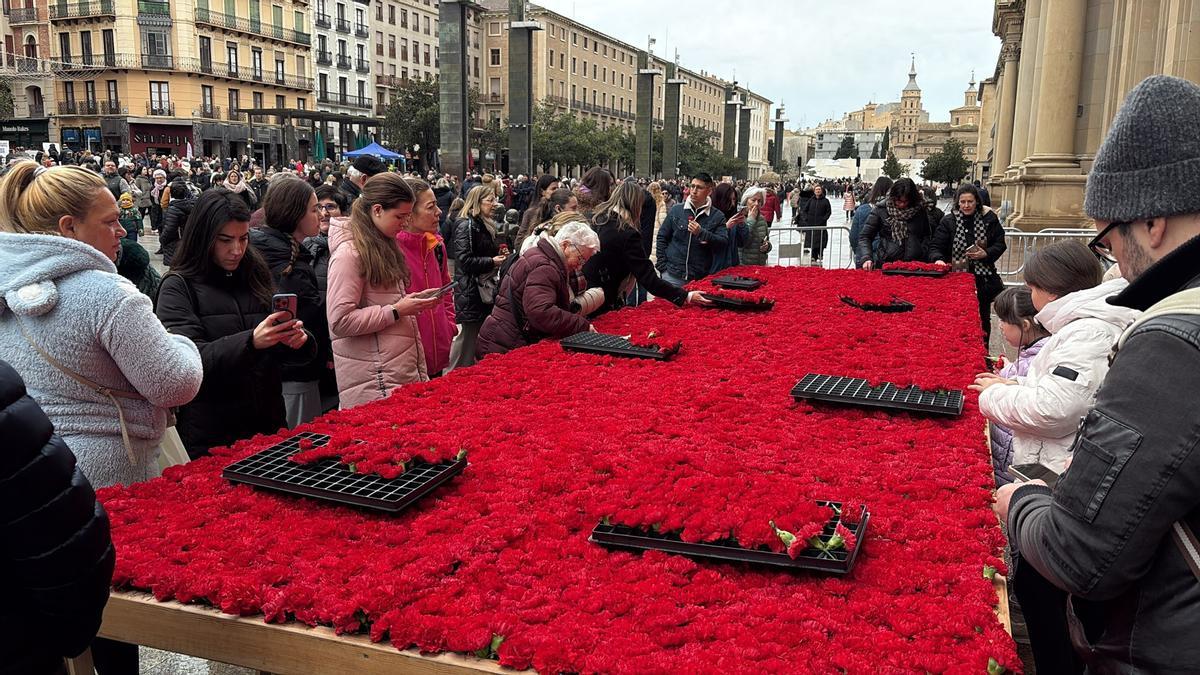 Manto de claveles rojo.