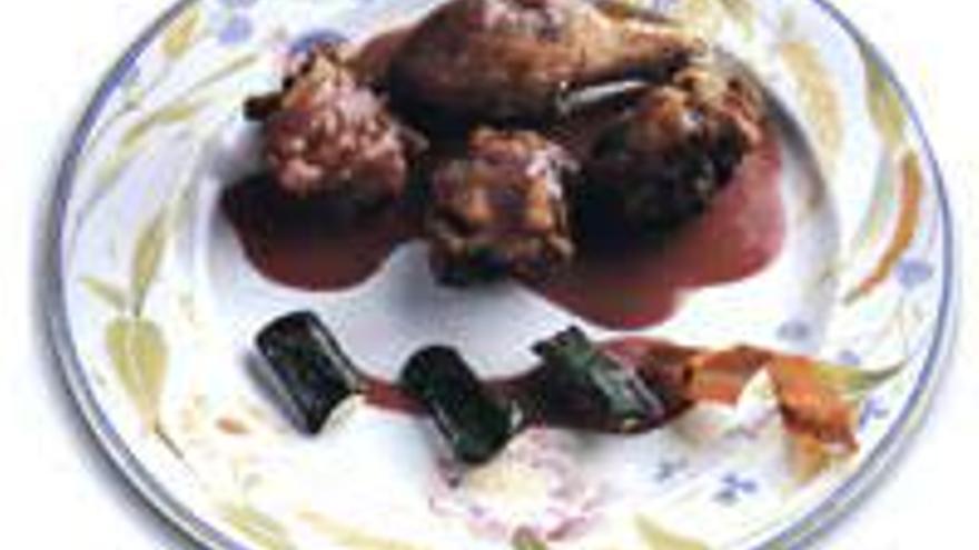 Pollo al vino tinto