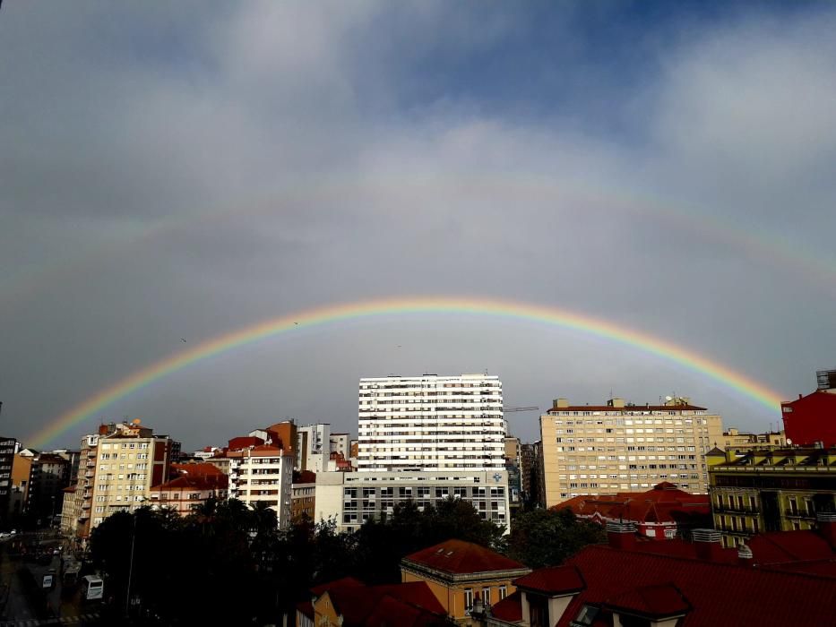 Espectacular arcoiris en Gijón tras "Amelie"