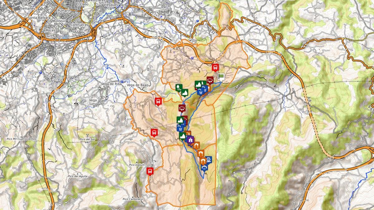 Mapa del recorrido Rioseco-Monte Deva.