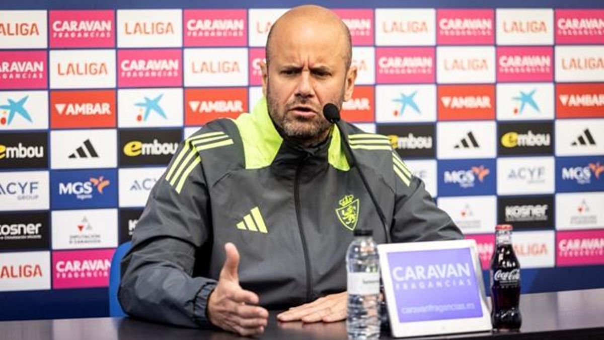 Miguel Ángel Ramírez, durante una rueda de prensa en la Ciudad Deportiva del Real Zaragoza.