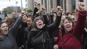 Protesta opositora en Estambul, en abril.