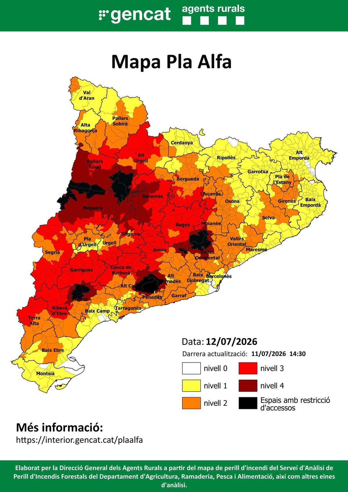 Mapa del pla Alfa per aquest diumenge, 12 de juliol