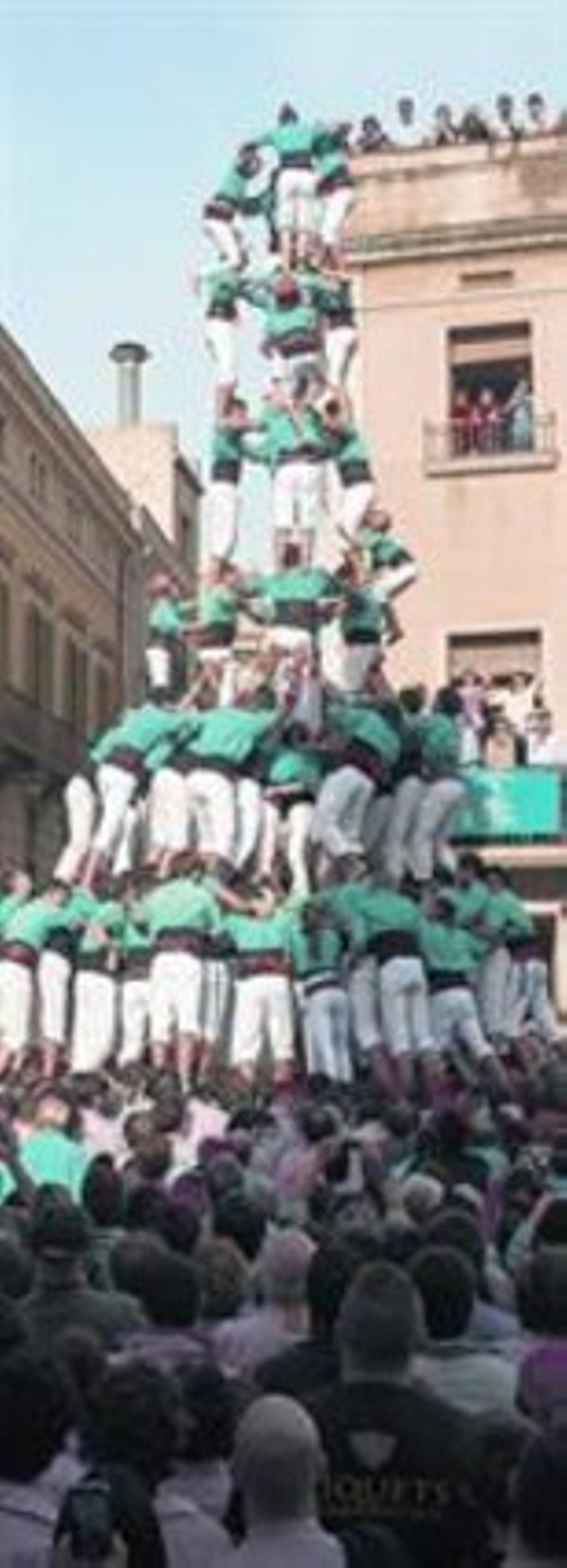 Intent de 4 de 10 dels Castellers de Vilafranca, ahir.