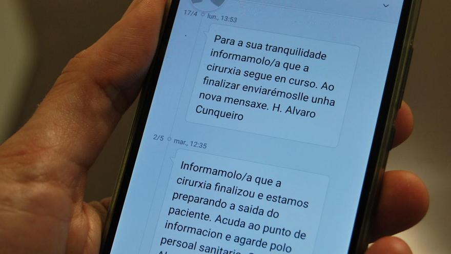 El Sergas informará por SMS a los familiares de pacientes de la evolución de las cirugías