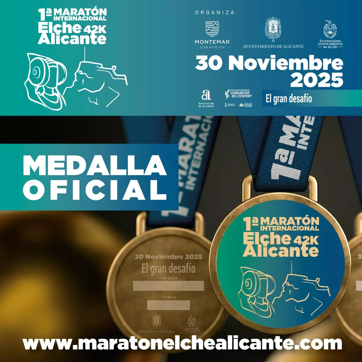 Las medallas de la Maratón Internacional Elche-Alicante tendrán las siluetas de la Dama y la Cara del Moro