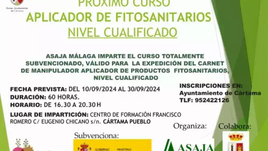 Curso aplicador fitosanitarios cualificado