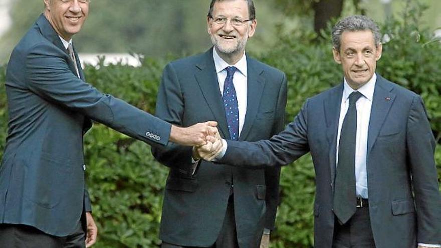 Xavier García Albiol, Mariano Rajoy i Nicolas Sarkozy, ahir