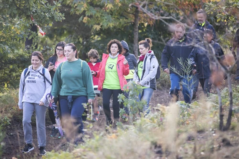 Más de medio millar de personas se citaron esta mañana en Coruxo para recorrer la zona quemada en octubre de 2017.