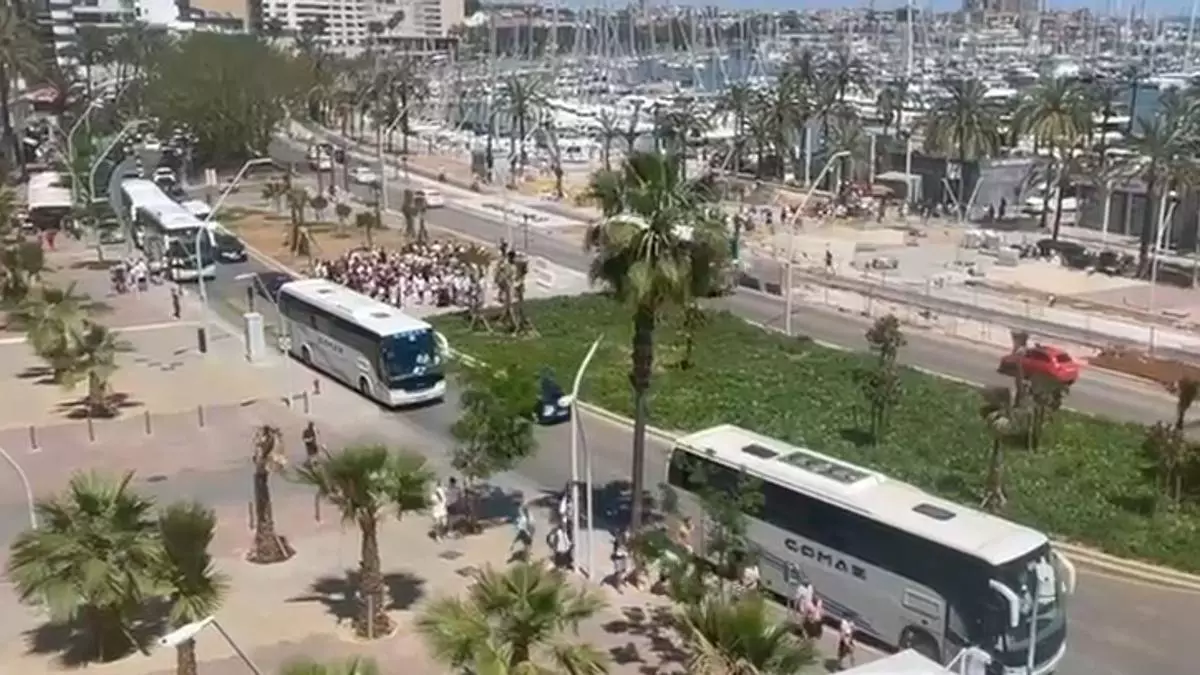 Vecinos denuncian "caos y saturación" turística con las 'party boats' en el Paseo Marítimo de Palma