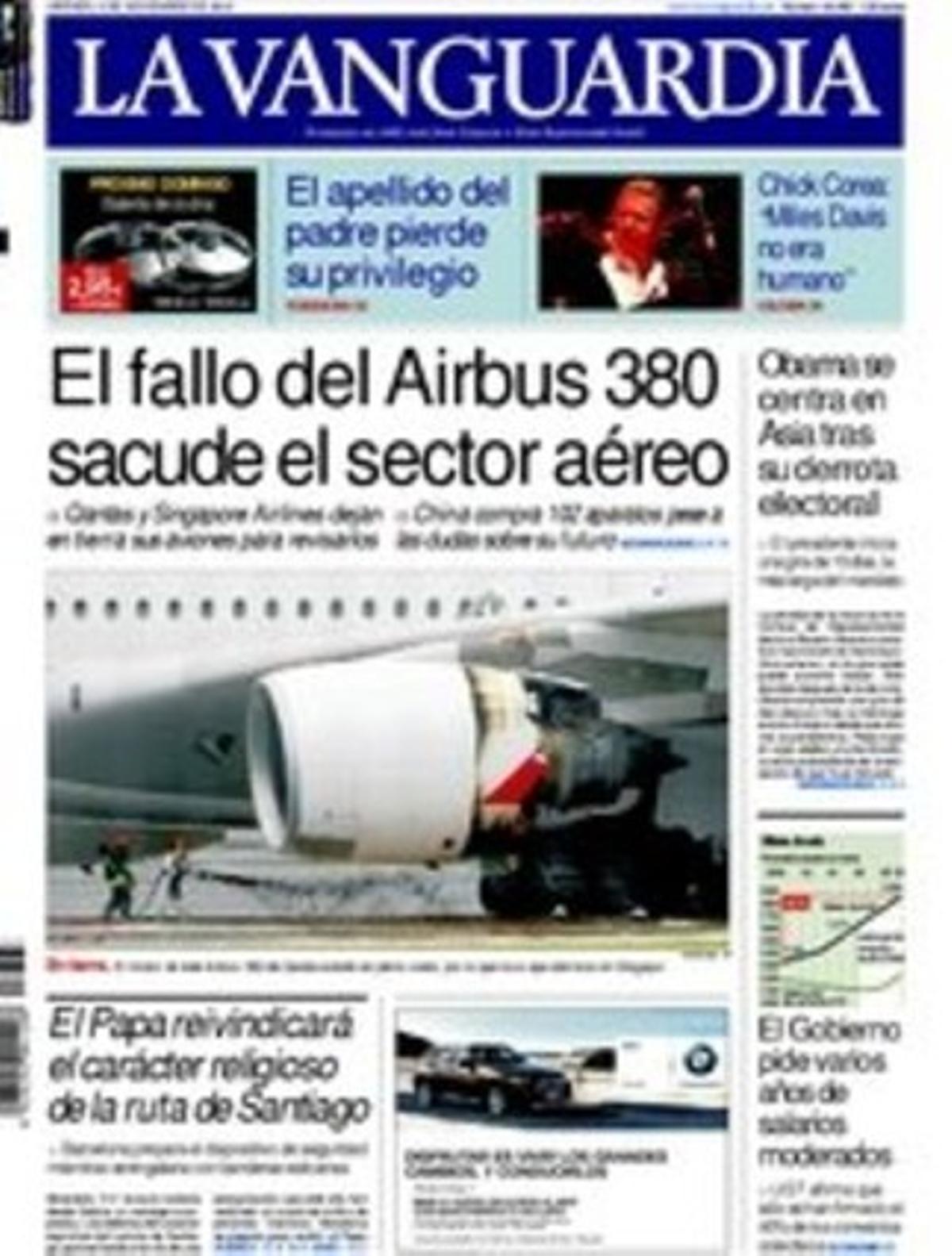 A les pàgines interiors ’La Vanguardia’ realça que ja no n’hi ha prou amb el PIB, que institucions i acadèmics reivindiquen índexs que avaluïn el benestar de la societat i que l’ONU reclama més equitat per progressar en el desenvolupament humà; que la ciència desxifra com una persona de cada 300 controla el VIH sense fàrmacs; que l’aire contaminat mata més que la carretera; que l’Audiència de Barcelona va ordenar tancar 11 apartaments turístics d’un edifici de Ciutat Vella, i que la Cambra de Comerç proposa privatitzar la gestió dels aeroports.