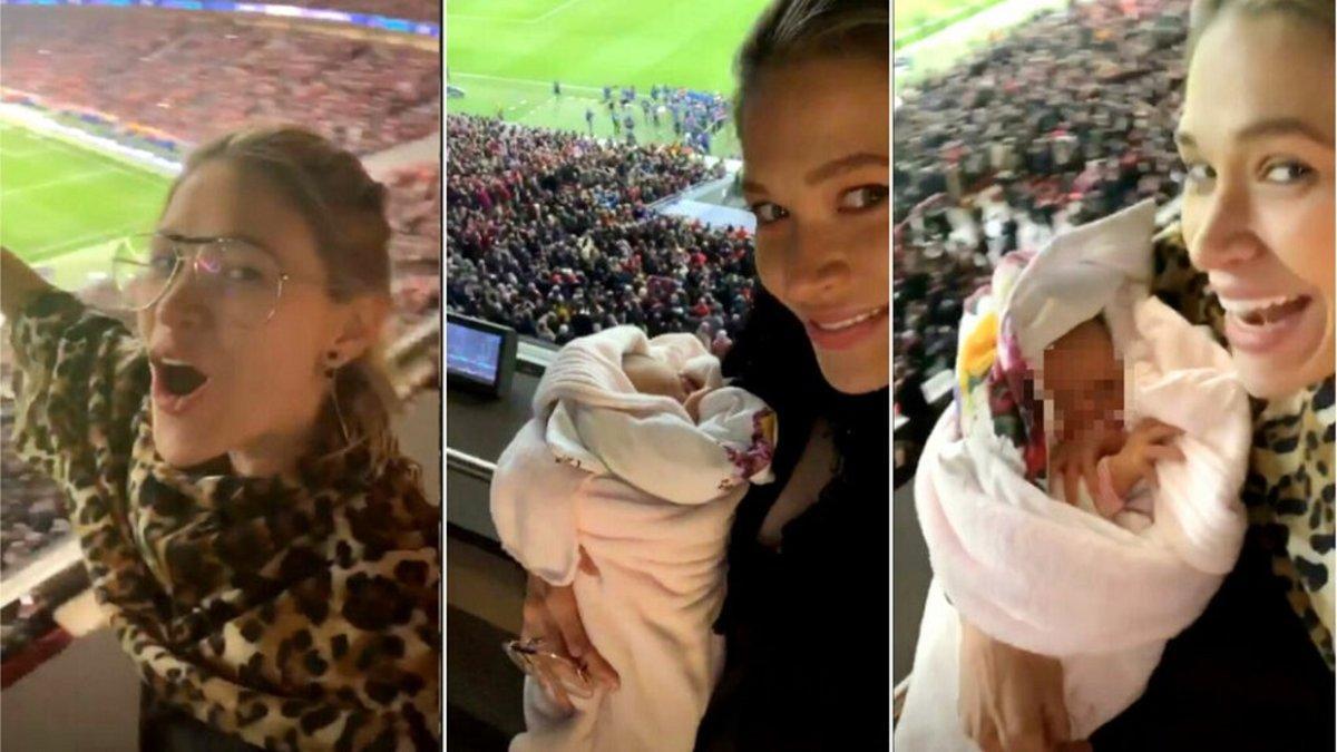 La hija de Simeone y Carla Pereira asiste a su primer partido de fútbol