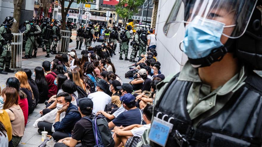 Una protesta en Hong Kong contra la nueva ley.