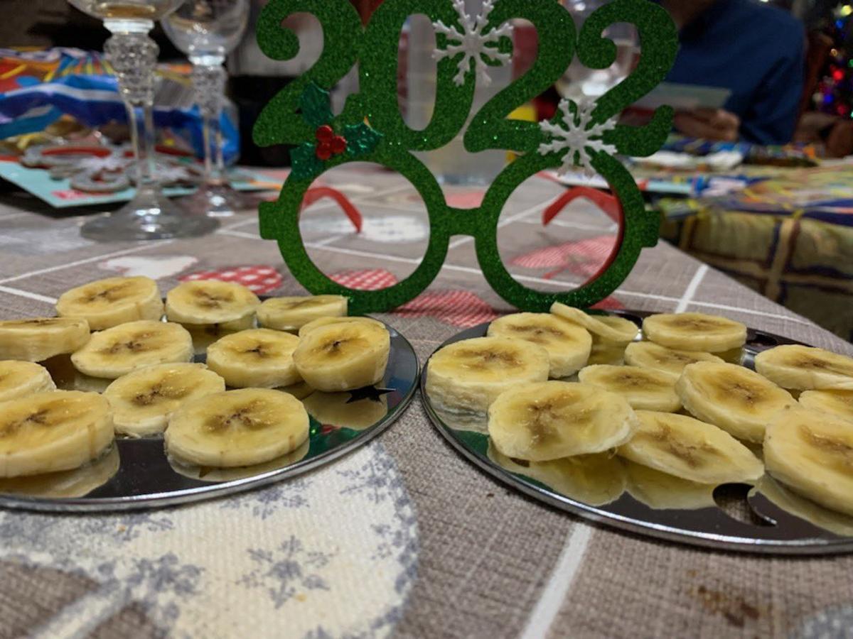 rodajas de plátano en vez de uvas