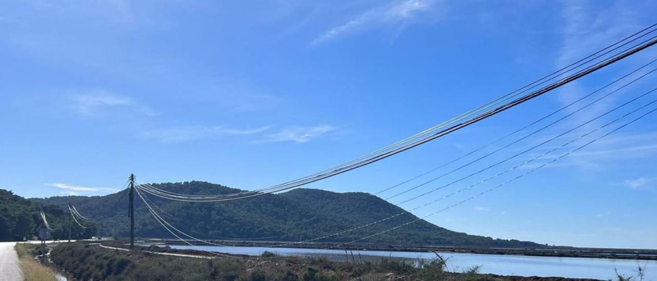 Cables a ras de suelo en la carretera de ses Salines |  CARLOS MARTORELL