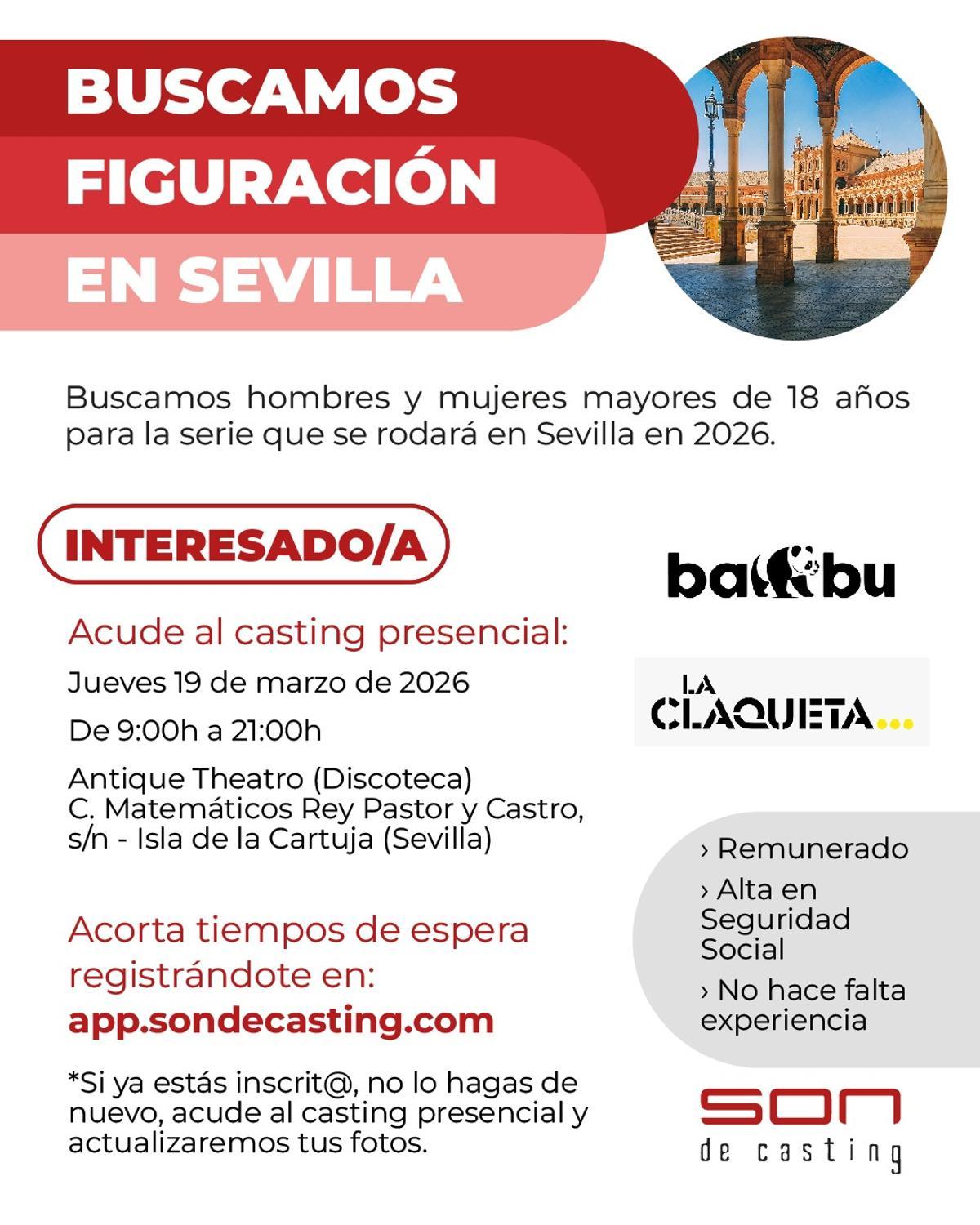 Casting de figurantes en Sevilla para la serie de Bambú y La Claqueta.