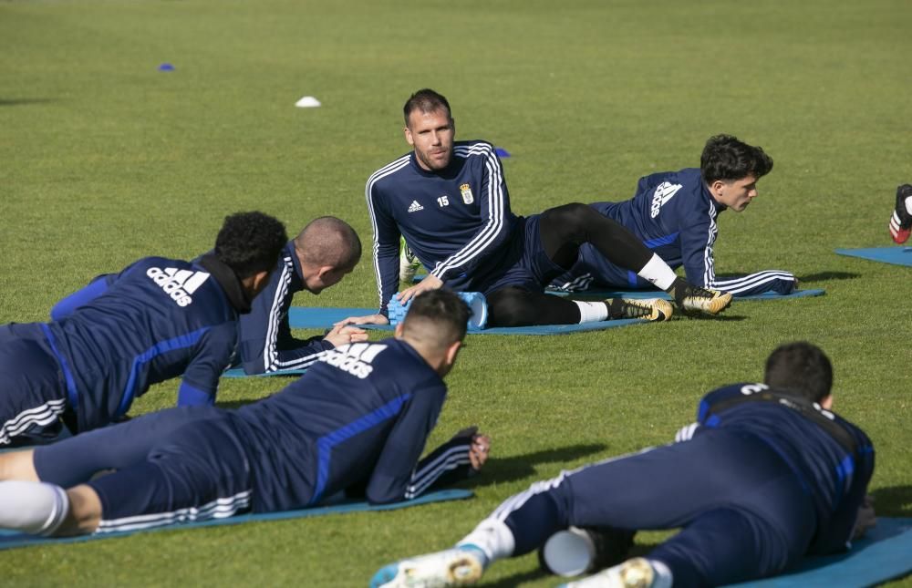 El entrenamiento del Oviedo de esta mañana