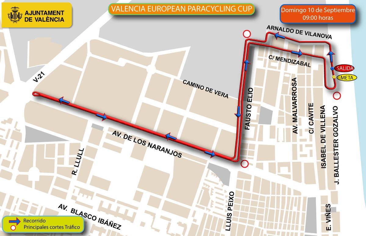 Recorrido de la segunda etapa de la Valencia European Paracycling Cup.