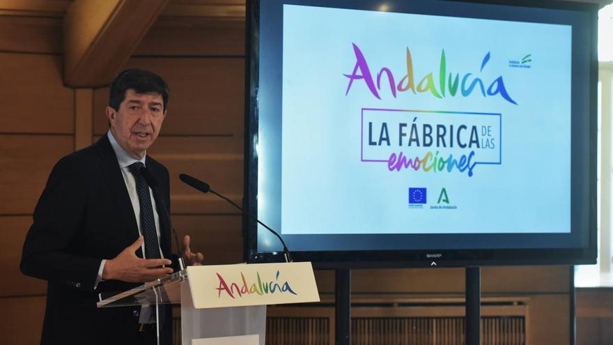 Presentación de la presencia de Andalucía en Fitur por parte del vicepresidente de la Junta de Andalucía y consejero de Turismo, Regeneración, Justicia y Administración Local, Juan Marín.