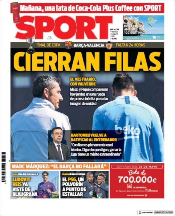 Portada SPORT viernes 24 de mayo de 2019