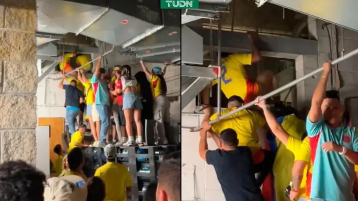¡Entran por el conducto de ventilación! Cientos de aficionados colombianos sin entrada se cuelan en la Copa América
