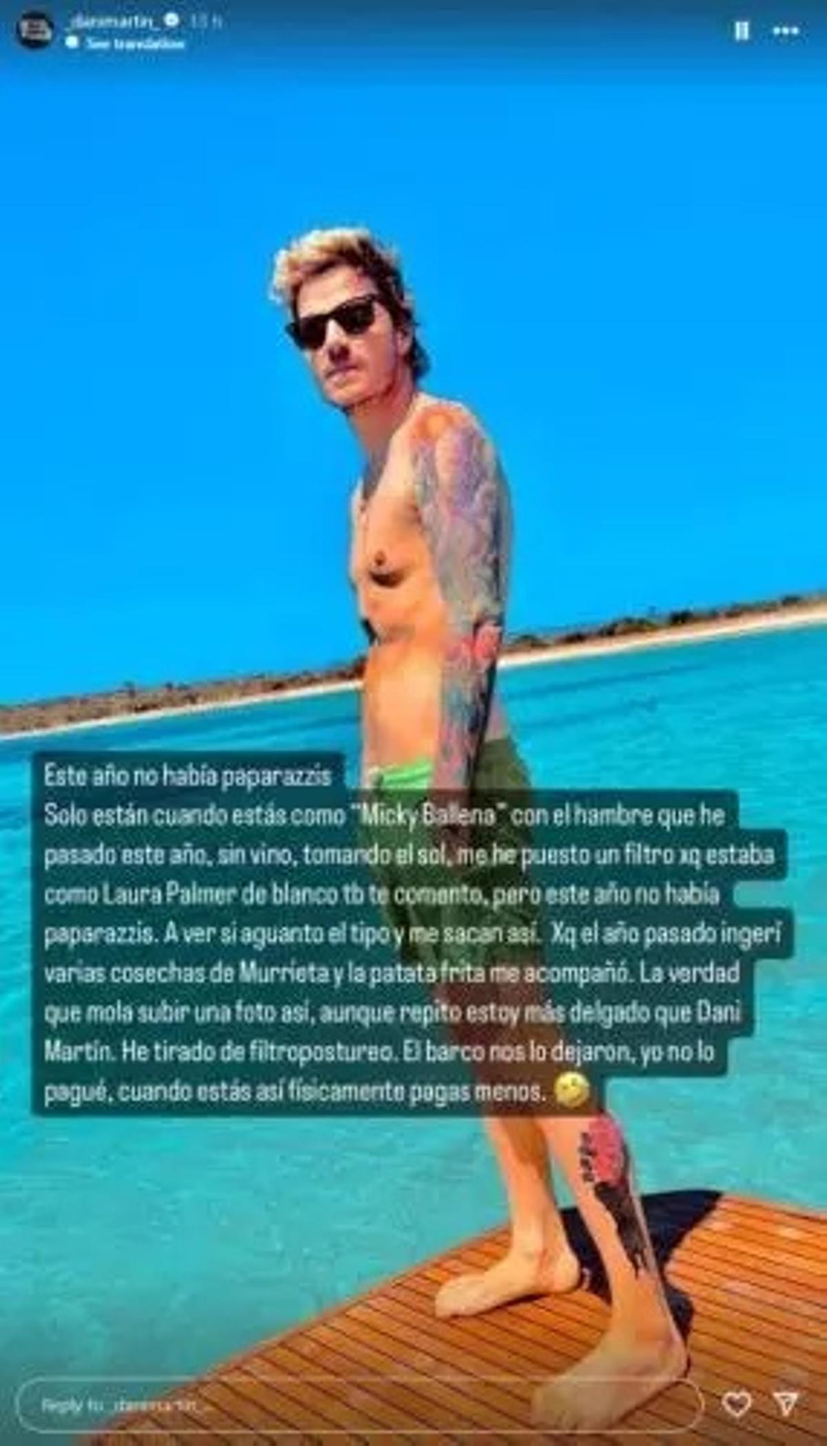 Mensaje de Dani Martín en sus redes sociales