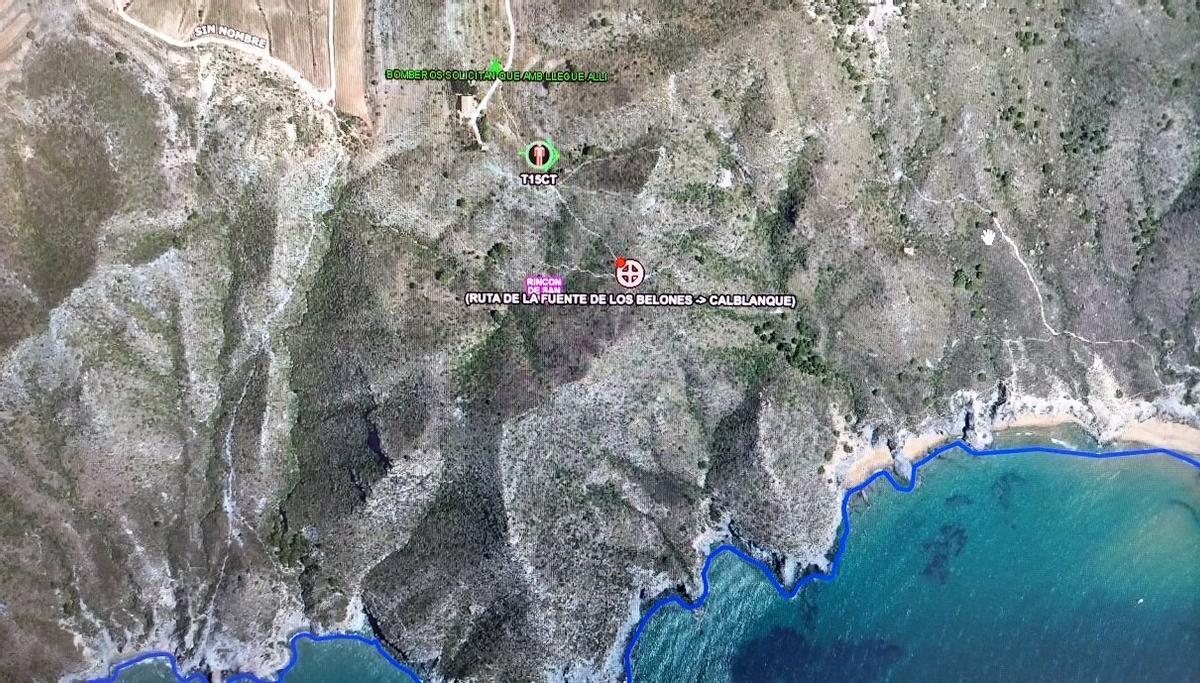 Ubicación en el mapa en la que tuvo lugar el rescate.