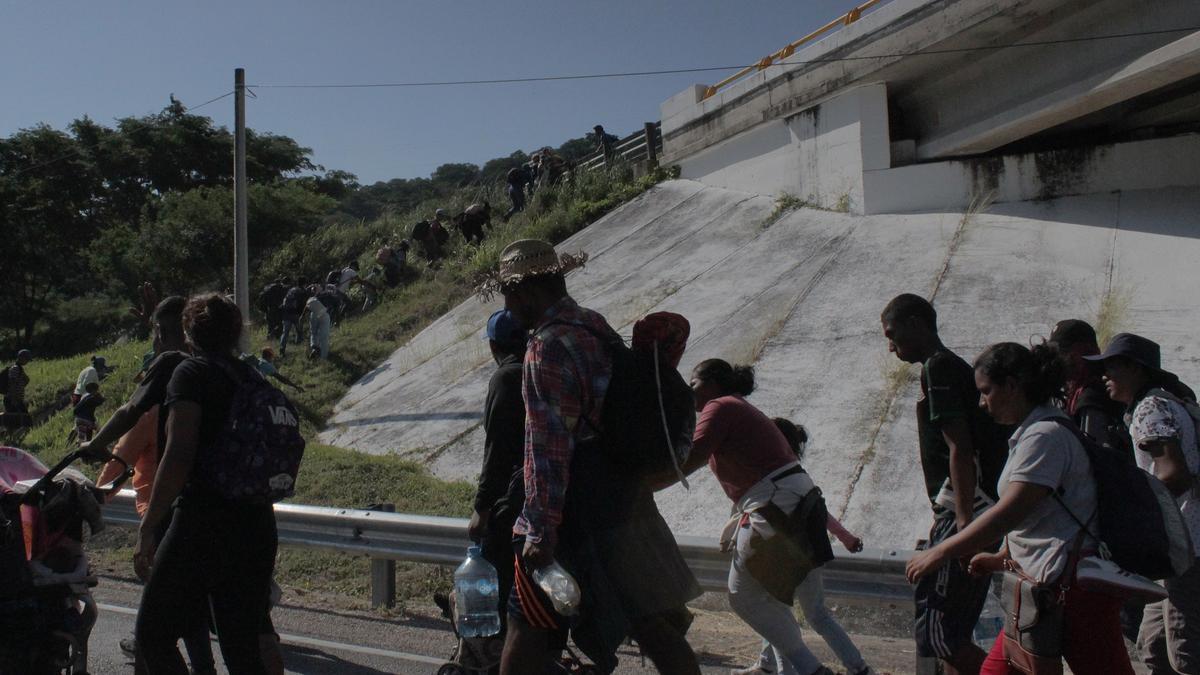Una caravana migrante en México.