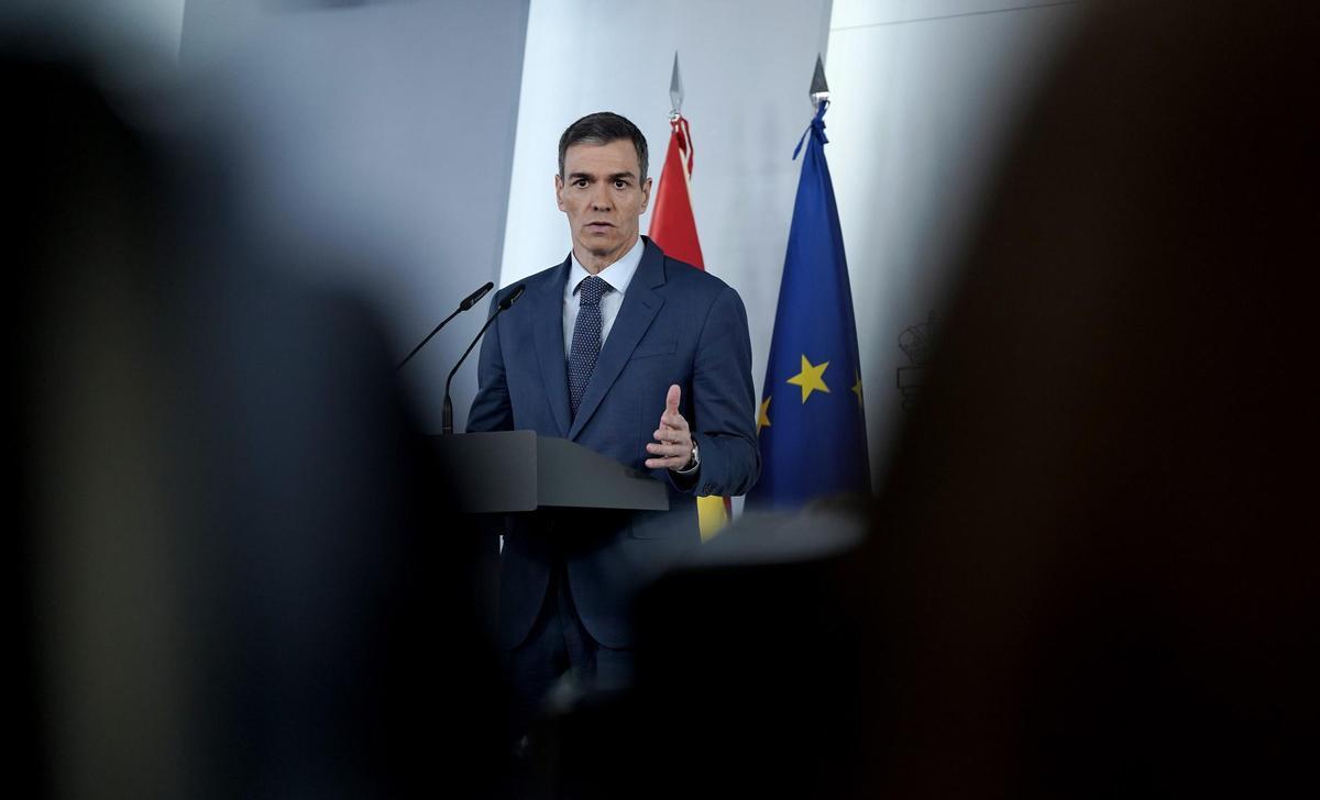Pedro Sánchez, durante su comparecencia después del Consejo de Ministros extraordinario.