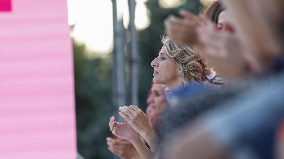 Yolanda Díaz en el cierre de campaña en Madrid.